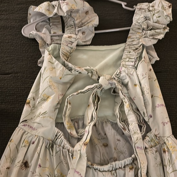 H&M Conscious Wildflower Tie Back Dress Green Floral Meadow - Picture 8 of 11